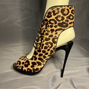 Christian Loubiton Patent Jaguar print heel